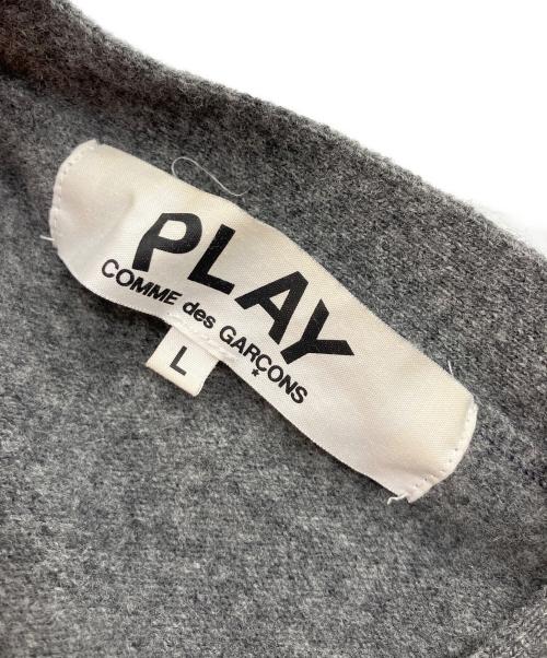 PLAY COMME des GARCONS（プレイコムデギャルソン）PLAY COMME des GARCONS (プレイコムデギャルソン) ハートワッペンウールカーディガン グレー サイズ:Lの古着・服飾アイテム