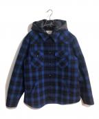 CELINEセリーヌ）の古着「エディ期 フード付きオンブレチェックシャツジャケット」｜ブルー