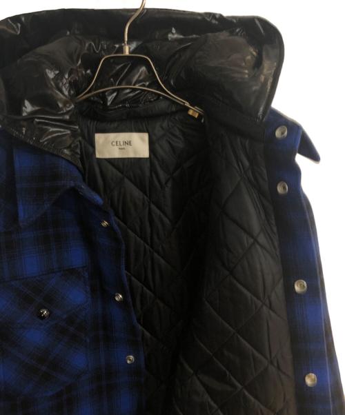 CELINE（セリーヌ）CELINE (セリーヌ) エディ期 フード付きオンブレチェックシャツジャケット ブルー サイズ:SIZE52の古着・服飾アイテム