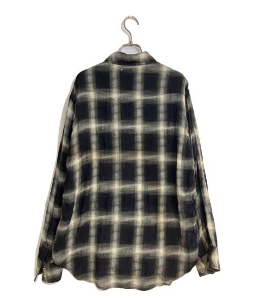 MINEDENIM（マインデニム）MINEDENIM (マインデニム) Distortion Ombre Check L.Western SH BLT ブラック サイズ:Mの古着・服飾アイテム