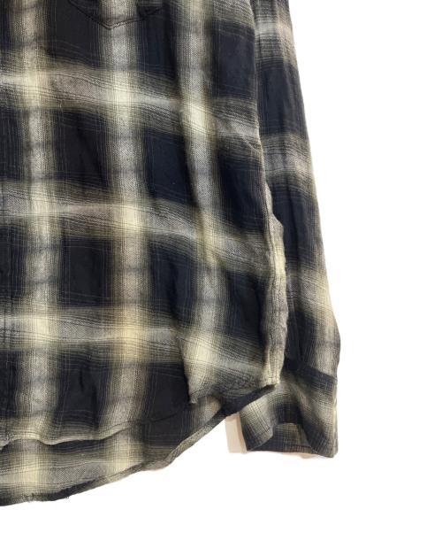 MINEDENIM（マインデニム）MINEDENIM (マインデニム) Distortion Ombre Check L.Western SH BLT ブラック サイズ:Mの古着・服飾アイテム