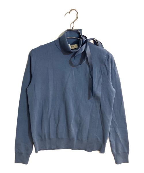 FENDI（フェンディ）FENDI (フェンディ) ロゴテープカットワークニット ブルー サイズ:38の古着・服飾アイテム