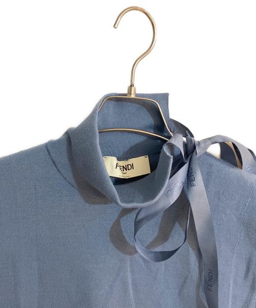 FENDI（フェンディ）FENDI (フェンディ) ロゴテープカットワークニット ブルー サイズ:38の古着・服飾アイテム