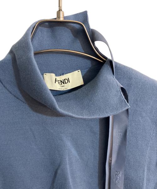 FENDI（フェンディ）FENDI (フェンディ) ロゴテープカットワークニット ブルー サイズ:38の古着・服飾アイテム