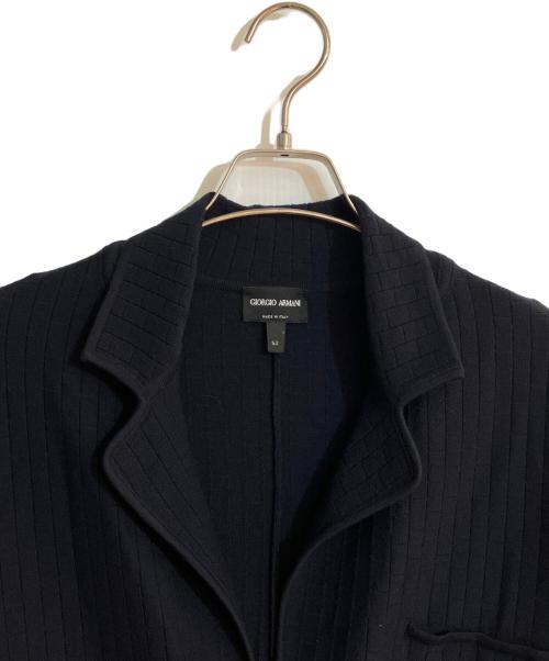 GIORGIO ARMANI（ジョルジオアルマーニ）GIORGIO ARMANI (ジョルジオアルマーニ) ブロックパターンニットジャケット ネイビー サイズ:XLの古着・服飾アイテム