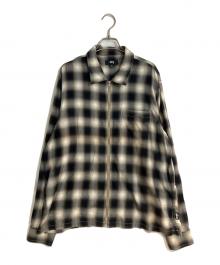 stussy（ステューシー）の古着「23fw PLAID ZIP SHIRT オンブレシャツ」｜ブラック