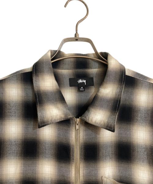 stussy（ステューシー）stussy (ステューシー) 23fw PLAID ZIP SHIRT オンブレシャツ ブラック サイズ:Mの古着・服飾アイテム