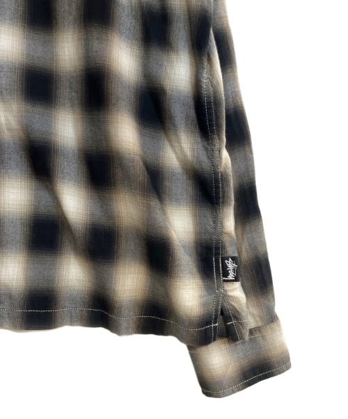 stussy（ステューシー）stussy (ステューシー) 23fw PLAID ZIP SHIRT オンブレシャツ ブラック サイズ:Mの古着・服飾アイテム