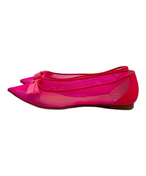 Christian Louboutin（クリスチャン・ルブタン）Christian Louboutin (クリスチャン・ルブタン) メッシュリボンパンプス ピンク サイズ:36 1/2の古着・服飾アイテム