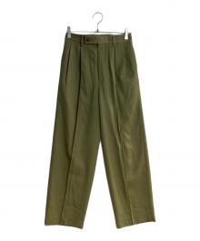 AURALEE（オーラリー）の古着「LIGHT WOOL MAX GABARDINE SLACKS/ライトウールマックスギャバジンスラックス」｜グリーン