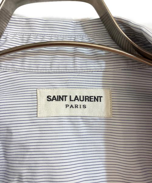 Saint Laurent Paris（サンローランパリ）Saint Laurent Paris (サンローランパリ) YSLロゴ刺繍ストライプシャツ ホワイト サイズ:36の古着・服飾アイテム