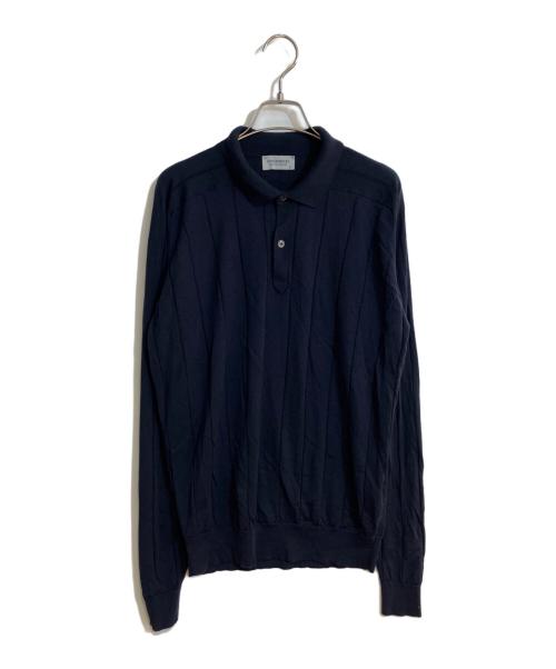 JOHN SMEDLEY（ジョンスメドレー）JOHN SMEDLEY (ジョンスメドレー) 長袖ニットポロシャツ ネイビー サイズ:Mの古着・服飾アイテム