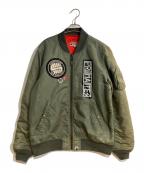 A BATHING APE×UNDEFEATEDアベイシングエイプ×アンディフィーテッド）の古着「ワッペン装飾MA-1ジャケット」｜カーキ