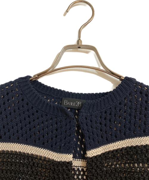 BASILE 28（バジーレ28）BASILE 28 (バジーレ28) メッシュ柄ニットボレロ ネイビー サイズ:9の古着・服飾アイテム