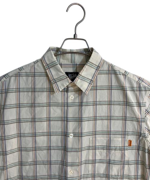 stussy（ステューシー）stussy (ステューシー) オールド半袖チェックシャツ ベージュ サイズ:Ｌの古着・服飾アイテム