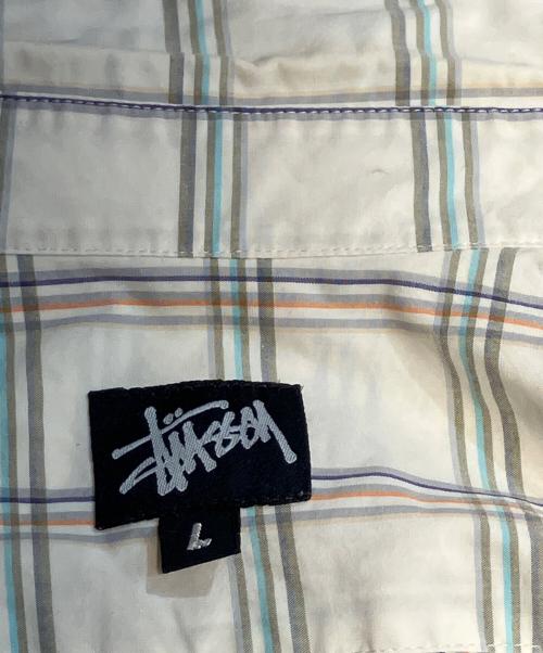 stussy（ステューシー）stussy (ステューシー) オールド半袖チェックシャツ ベージュ サイズ:Ｌの古着・服飾アイテム