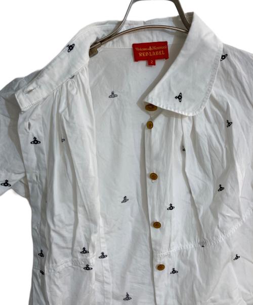 Vivienne Westwood RED LABEL（ヴィヴィアンウエストウッドレッドレーベル）Vivienne Westwood RED LABEL (ヴィヴィアンウエストウッドレッドレーベル) オーブ刺繍ラウンドカラーブラウス ホワイト サイズ:2の古着・服飾アイテム