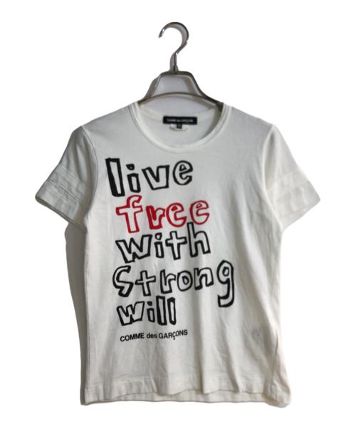 COMME des GARCONS（コムデギャルソン）COMME des GARCONS (コムデギャルソン) 10SS live free with Strong will プリントTシャツ ホワイト サイズ:XSの古着・服飾アイテム