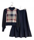 BURBERRY BLUE LABELバーバリー ブルー レーベル）の古着「ジャガードニットセットアップ」｜ネイビー