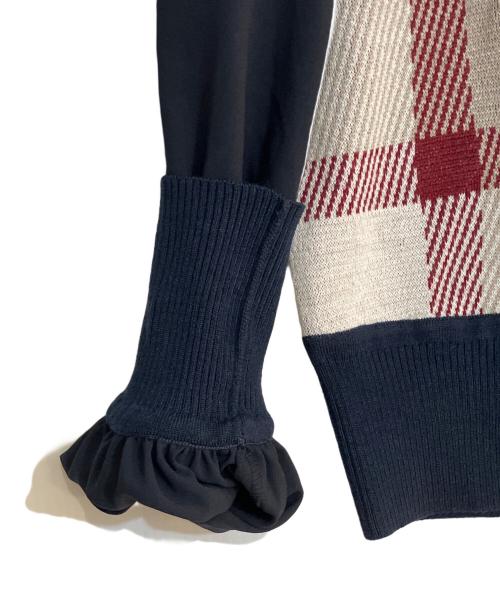 BURBERRY BLUE LABEL（バーバリー ブルー レーベル）BURBERRY BLUE LABEL (バーバリー ブルー レーベル) ジャガードニットセットアップ ネイビー サイズ:36の古着・服飾アイテム