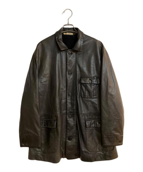 PAPAS（パパス）PAPAS (パパス) レザーカバーオール ブラック サイズ:Mの古着・服飾アイテム