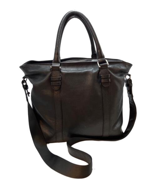 GIORGIO ARMANI（ジョルジョアルマーニ）GIORGIO ARMANI (ジョルジョアルマーニ) レザー2WAYショルダーバッグ ブラックの古着・服飾アイテム