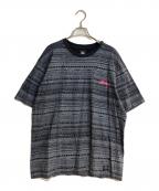 stussyステューシー）の古着「トータルパターンボーダーTシャツ」｜ブラック