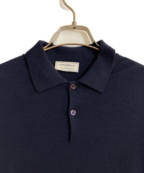 JOHN SMEDLEY（ジョンスメドレー）JOHN SMEDLEY (ジョンスメドレー) UNITED ARROWS (ユナイテッドアローズ) ウールニットポロシャツ ネイビー サイズ:Ｌの古着・服飾アイテム