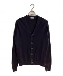 JOHN SMEDLEY（ジョンスメドレー）の古着「ウールVネックカーディガン」｜ネイビー