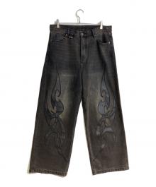 SUPPLIER（サプライヤー）の古着「Tribal Leather Patch Baggy Denim Jeans」｜ブラック