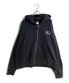 stussy×NIKE（ステューシー×ナイキ）の古着「Stone Washed Fleece Zip Hoodie/ストーン ウォッシュド フリース ジップ フーディー」｜ブラック
