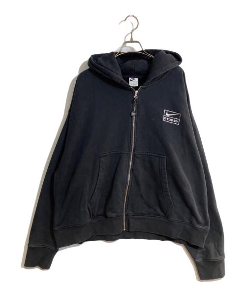 stussy（ステューシー）stussy (ステューシー) NIKE (ナイキ) Stone Washed Fleece Zip Hoodie/ストーン ウォッシュド フリース ジップ フーディー ブラック サイズ:XLの古着・服飾アイテム
