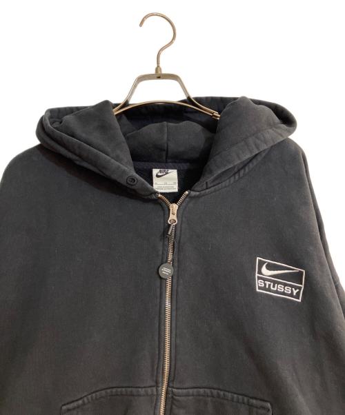 stussy（ステューシー）stussy (ステューシー) NIKE (ナイキ) Stone Washed Fleece Zip Hoodie/ストーン ウォッシュド フリース ジップ フーディー ブラック サイズ:XLの古着・服飾アイテム