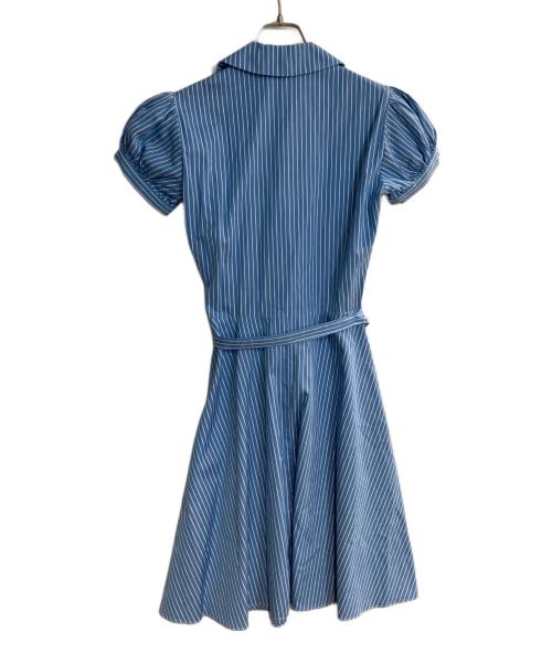 RALPH LAUREN（ラルフローレン）RALPH LAUREN (ラルフローレン) ベルテッドストライプシャツワンピース スカイブルー サイズ:4の古着・服飾アイテム