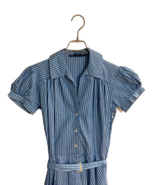 RALPH LAUREN（ラルフローレン）RALPH LAUREN (ラルフローレン) ベルテッドストライプシャツワンピース スカイブルー サイズ:4の古着・服飾アイテム
