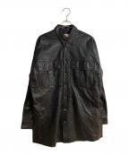 FAITH CONNEXIONフェイスコネクション）の古着「OTARU LEATHER SHIRT/オータル レザージャケット」｜ブラック