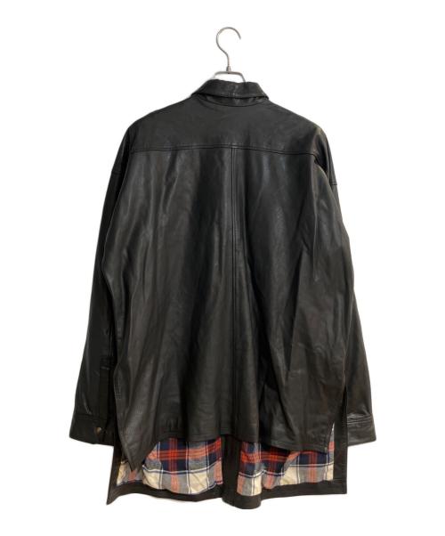 FAITH CONNEXION（フェイスコネクション）FAITH CONNEXION (フェイスコネクション) OTARU LEATHER SHIRT/オータル レザージャケット ブラック サイズ:Mの古着・服飾アイテム