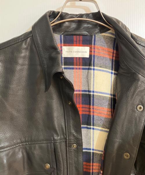 FAITH CONNEXION（フェイスコネクション）FAITH CONNEXION (フェイスコネクション) OTARU LEATHER SHIRT/オータル レザージャケット ブラック サイズ:Mの古着・服飾アイテム