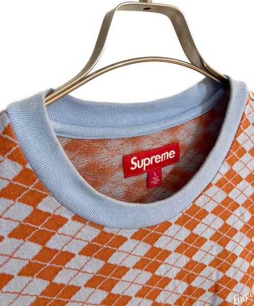 SUPREME（シュプリーム）Supreme (シュプリーム) Diamond Jacquard S/S Top ブルー×オレンジ サイズ:Ｌの古着・服飾アイテム