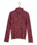 PLEATS PLEASEプリーツプリーズ）の古着「レオパード柄プリーツ長袖カットソー」｜ピンク