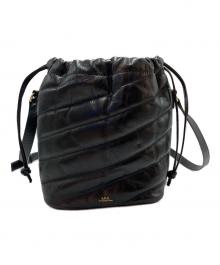 A.P.C.（アーペーセー）の古着「巾着レザーショルダーバッグ」｜ブラック