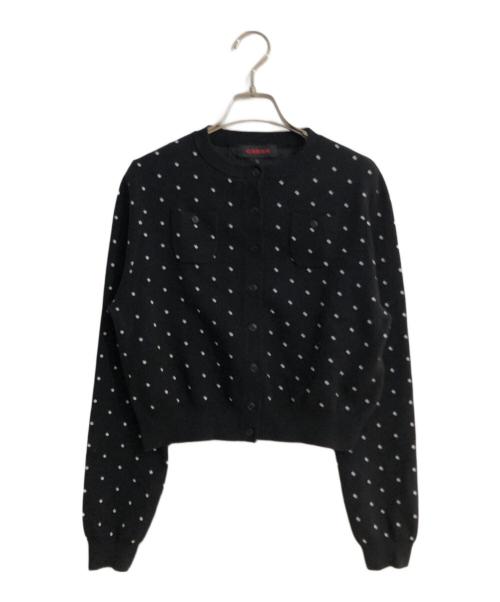 CABAN（キャバン）CABaN (キャバン) コットンカシミヤ ドットジャカードクルーネックカーディガン ブラック サイズ:FREEの古着・服飾アイテム