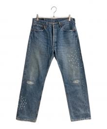 LEVI'S（リーバイス）の古着「ダメージ加工501デニムパンツ」｜スカイブルー