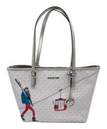 MICHAEL KORS（マイケルコース）の古着「Jet Set Girls JST Medium Signature Carry all Tote Logo Bag」｜ホワイト