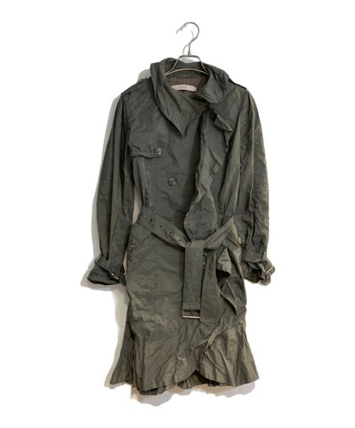RED VALENTINO（レッドヴァレンティノ）RED VALENTINO (レッドヴァレンティノ) シワ加工変形ナイロントレンチコート グレー サイズ:XSの古着・服飾アイテム