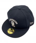 New Era×A BATHING APEニューエラ×アベイシングエイプ）の古着「GLOW IN THE DARK COLLEGE NEW ERA 59FIFTY CAP」｜ネイビー