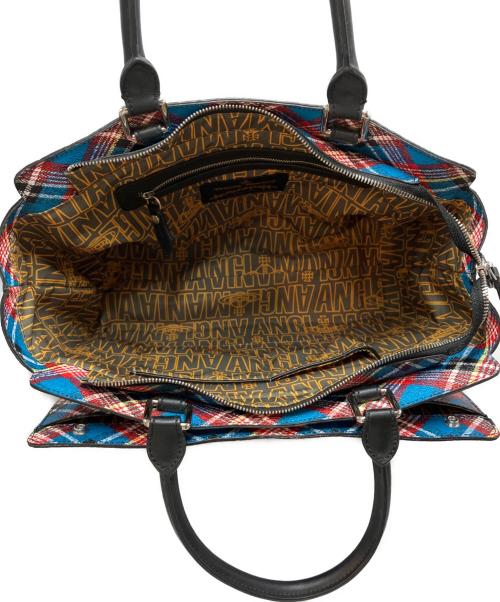 Vivienne Westwood ANGLOMANIA（ヴィヴィアンウエストウッドアングロマニア）VIVIENNE WESTWOOD ANGLOMANIA (ヴィヴィアンウエストウッドアングロマニア) チェック柄2WAYバッグ ブルーの古着・服飾アイテム