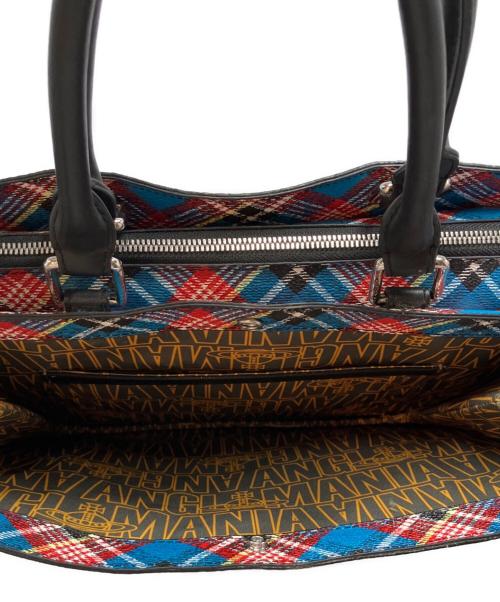 Vivienne Westwood ANGLOMANIA（ヴィヴィアンウエストウッドアングロマニア）VIVIENNE WESTWOOD ANGLOMANIA (ヴィヴィアンウエストウッドアングロマニア) チェック柄2WAYバッグ ブルーの古着・服飾アイテム