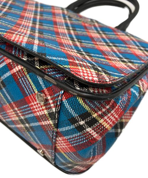 Vivienne Westwood ANGLOMANIA（ヴィヴィアンウエストウッドアングロマニア）VIVIENNE WESTWOOD ANGLOMANIA (ヴィヴィアンウエストウッドアングロマニア) チェック柄2WAYバッグ ブルーの古着・服飾アイテム