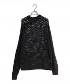 BALバル）の古着「CHECKERED LOOSE GAUGE CROCHE SWEATER」｜ブラック